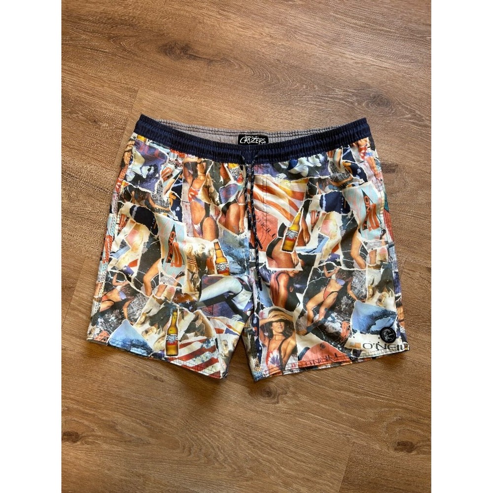 O'Neill Cruzer Feels Like Freedom Y2K Boardshorts Men's XL Surf Swim Graphic